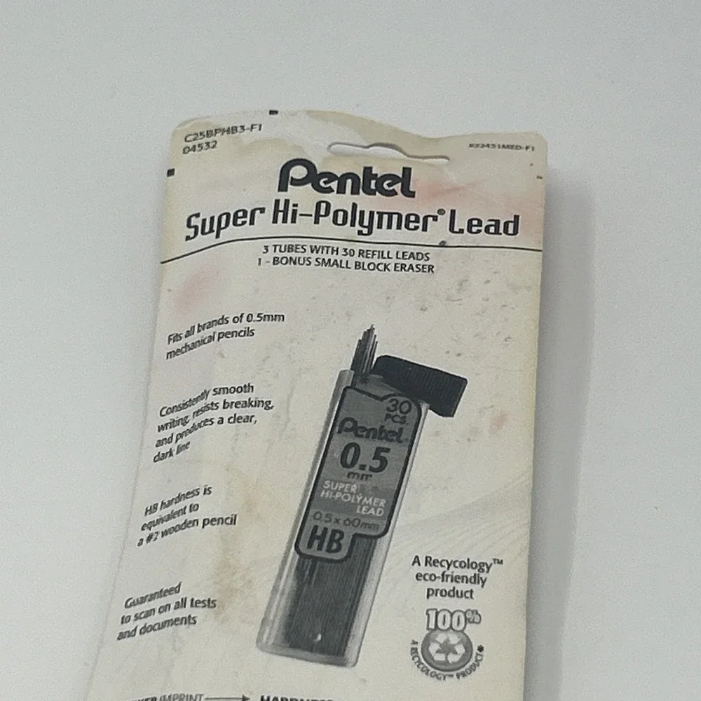 NEW Pentel 90ct Super Hi-Polymer .5mm Mechanical Pencil Lead Refills C25BPHB3-F1